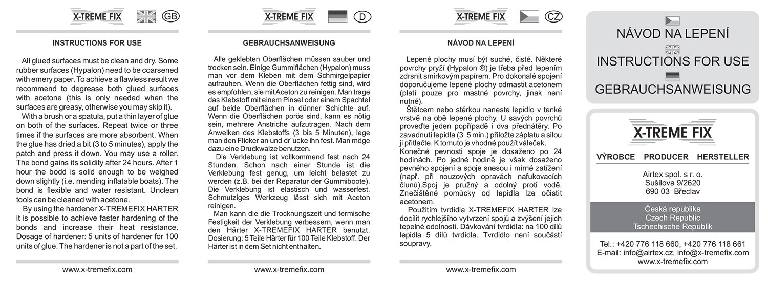 Kutlíci - polyuretanové lepidlo - sada návod - X Tremefix